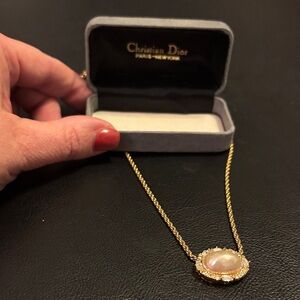 Dior Gold Necklace with Iridescent Centerpiece